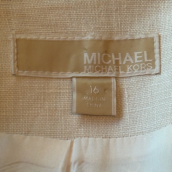 Michael Michael Kors Women's Ruched Sleeve White Linen Blazer Sz 16 - Picture 2 of 14